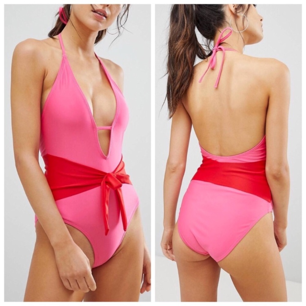 NWT Asos Sexy one Piece monokini swimsuit printed - Picture 2 of 4
